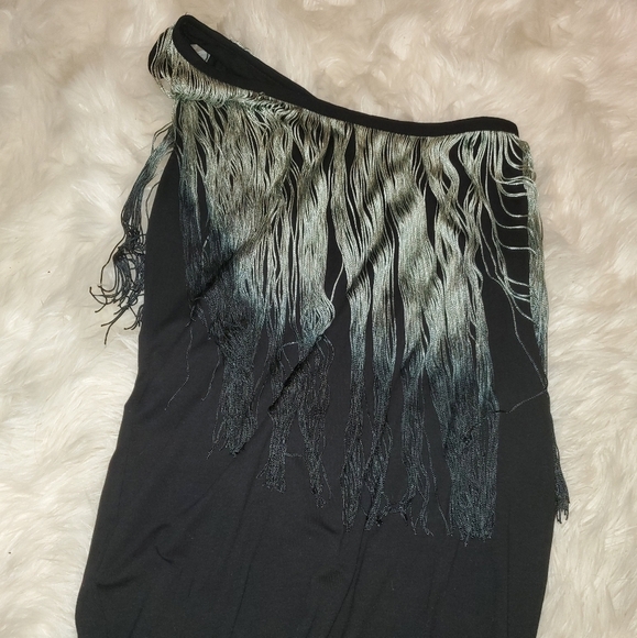 Zara Ombre Fringe One Shoulder dress - Picture 5 of 10
